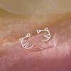 Cat Stud Earrings Female Japanese and Korean Students Small Fresh and Cute Hollow Kitten Earrings Ins Wind