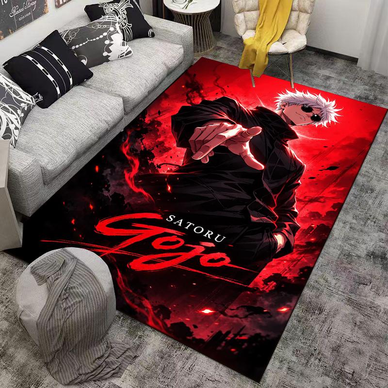 "Anime Style Satoru Gojo Carpet with Red and Black Design Pattern" Suitable for use as an anti-slip for living room bedroom sofas