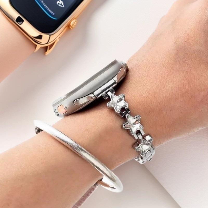 Совместимый ремешок Zircon Star для Apple Watch S9/iWatch 8/SE, Xiaomi 8/9/10NFC, женский ремешок для часов