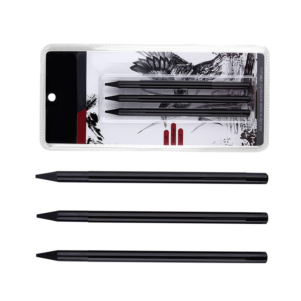 Набор профессиональных угольных карандашей для рисования, 3 шт. Мягкие, средние и твердые угольные карандаши для Sketchi