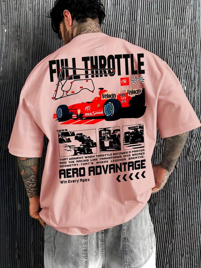 Винтажная футболка оверсайз с графикой Full Throttle F1 Racing, Повседневная футболка унисекс Aero Advantage Motorsport Streetwear