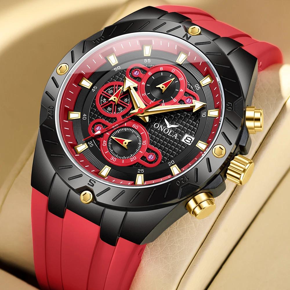 ONOLA Luxury Brand Fashionable Multifunctional Luminous Quartz Sports Watch Date Chronograph Watches for Man Reloj Hombre