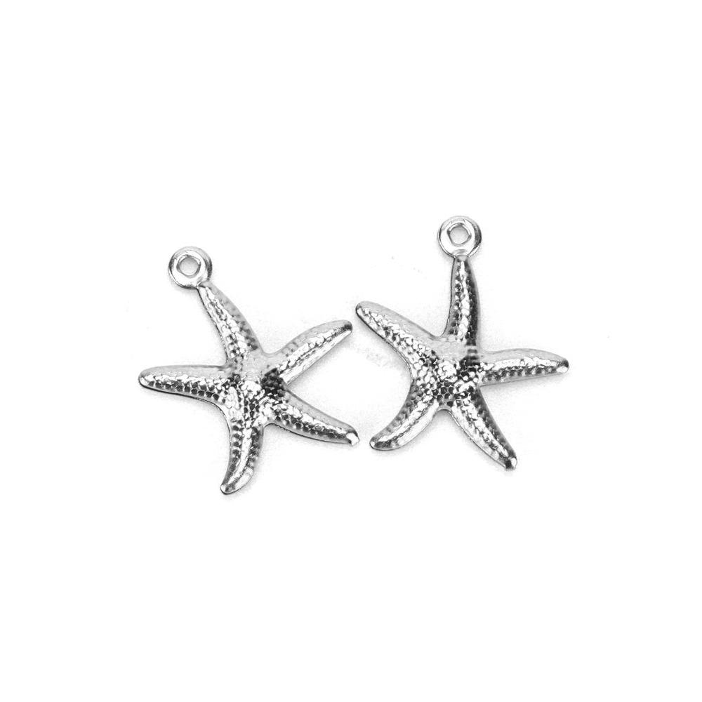 50pcs Stainless Steel Beach Jewelry Small Ocean Starfish Pendant Pendant Accessories Earring Making