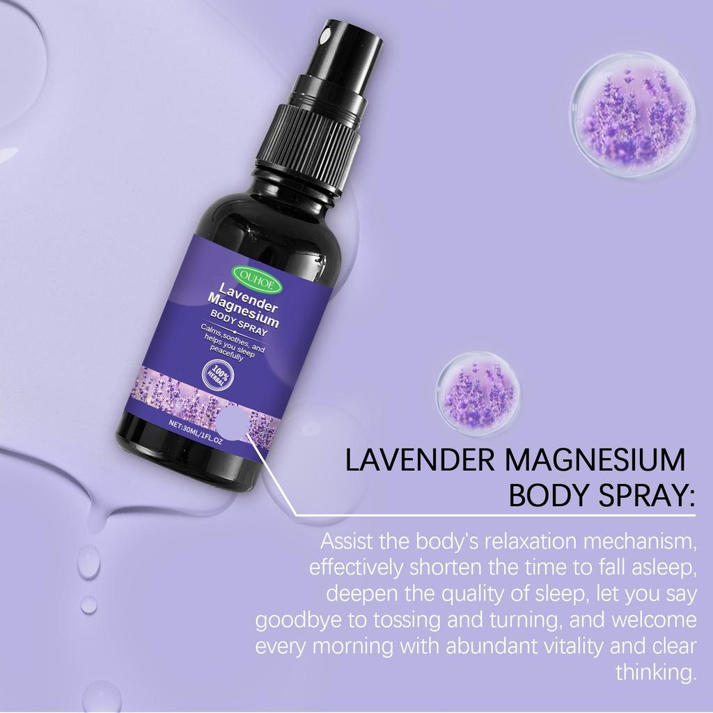 OUHOE Lavender Sleep Spray 30ml Natural Ingredients Promote Sleep, Relieve Stress, and Ensure a Restful Night's Sleep.