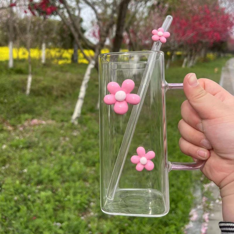 Кружка стеклянная с розовым бантом в стиле принцессы - Впитывающая воду, DIY дизайн с гусеницей