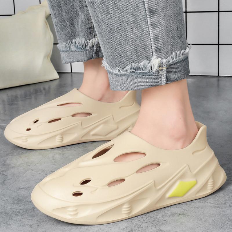 Solid Color Couple Slippers Summer Casual Breathable Sandals Fashionable Beach Shoes
