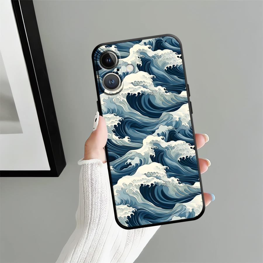 Чехол для телефона Funda для Apple iPhone 17 Pro Max Air 14 11 16 15 Pro 7 8 13 XR XS MAX 12 Мультяшная волна
