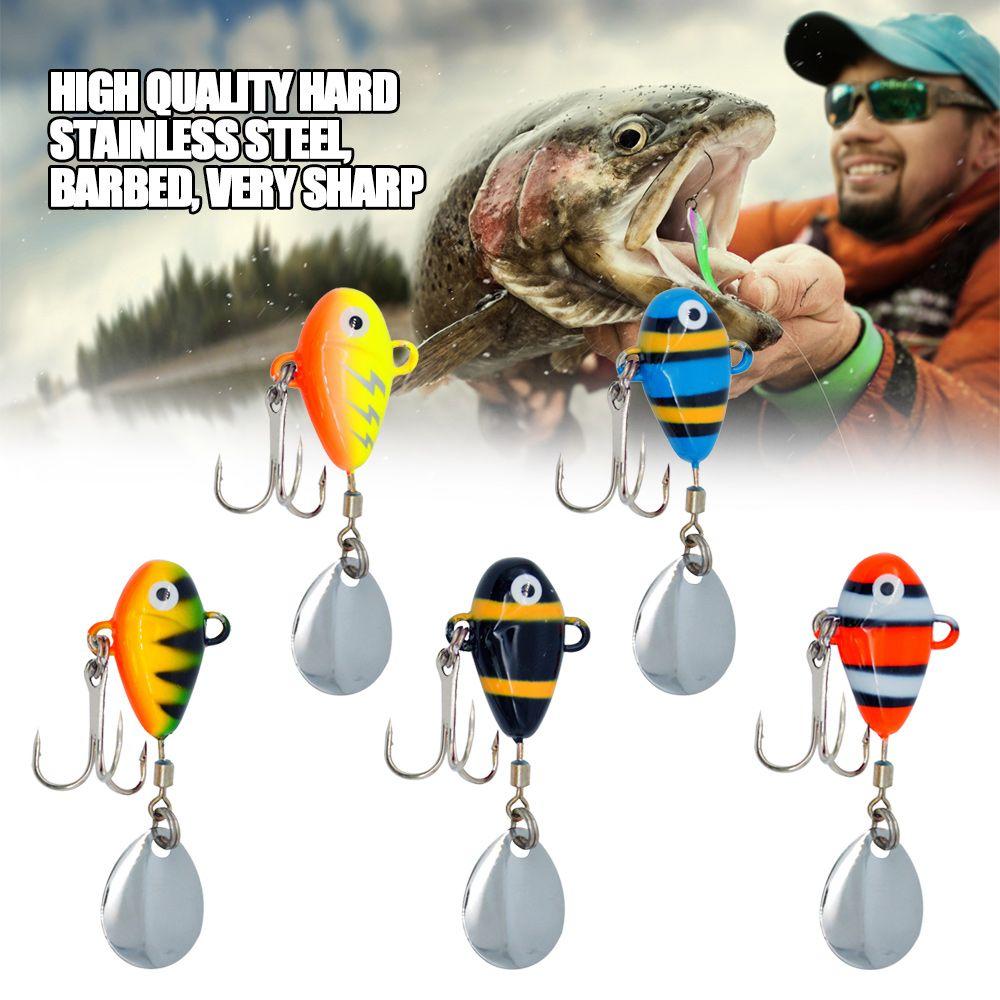 Sinking Rotate Spoon Metal Sequin Treble Hook Wobblers Crankbaits VIB Lure Metal Fishing Bait