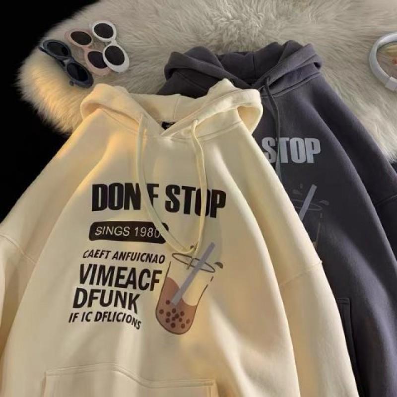 2026 Fleece Lined Hooded Sweatshirt Loose Casual Top Students