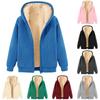 Women's Fashion Fleece-Lined Thermal Top Solid Color Hoodie Jacket With Pockets