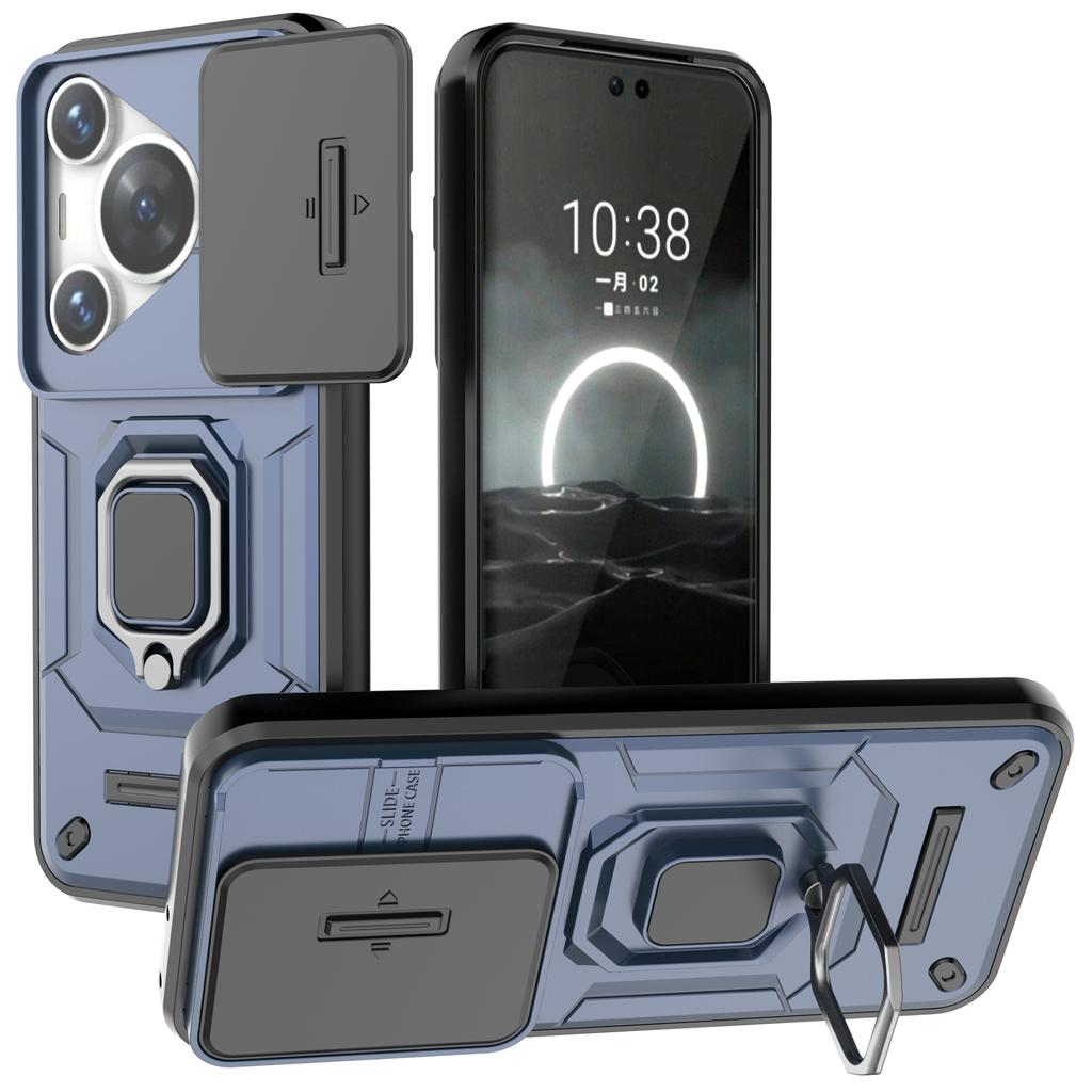 For Huawei Pura 70 Pro/Pura 70 Pro+ Kickstand Case Slide Lens Protection PC+TPU Phone Cover
