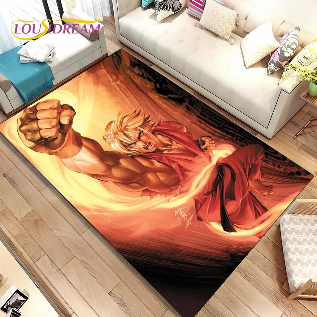 Коврик Street Fighter в стиле ретро, ​​коврик для геймера, коврик для гостиной, спальни, диван, коврик для украшения, детский нескользящий напольный коврик