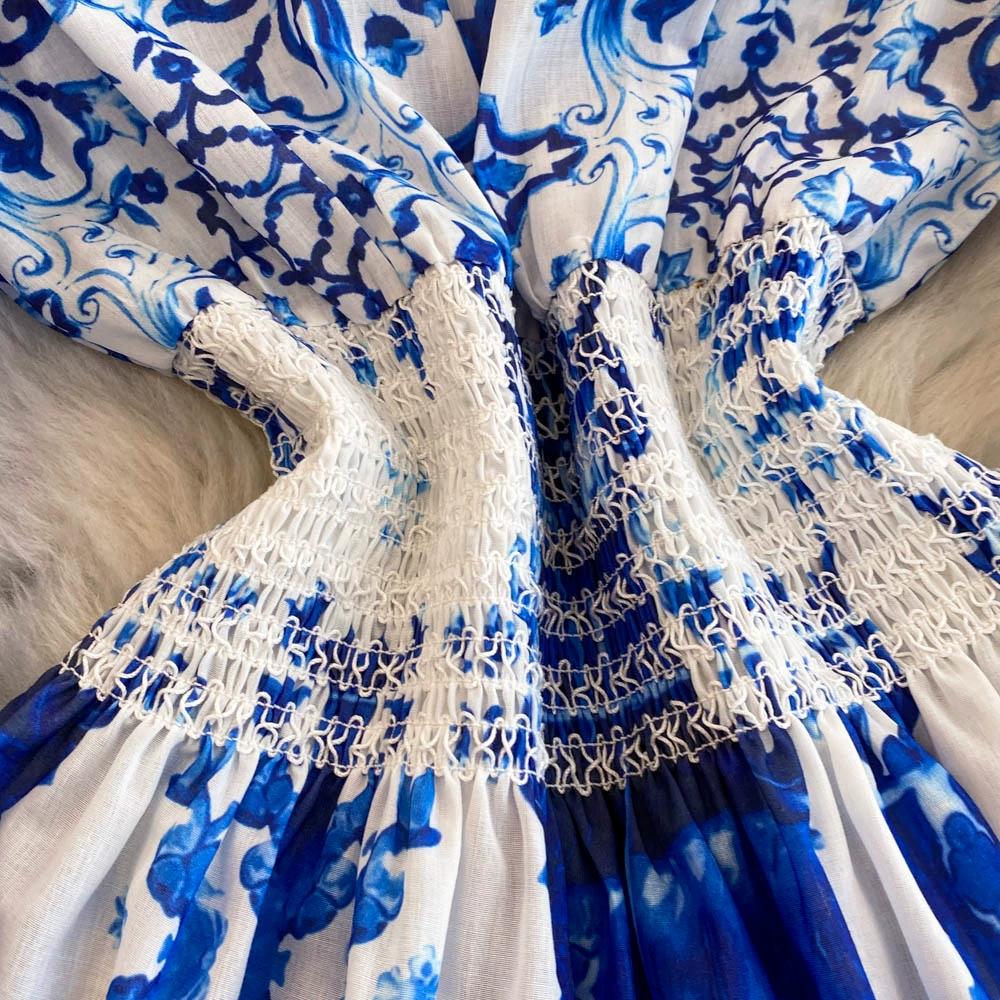 Весна Осень Женские Винтажные Принты Шифон Кружева Лоскутное Короткие Платья Для Вечеринок