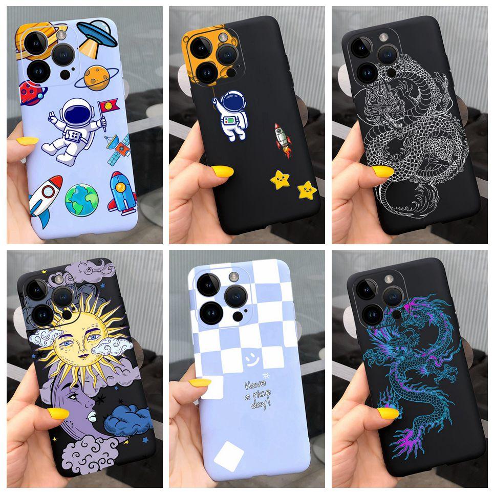 Cases For iPhone 14 Pro Max Case Apple iPhone 14 Pro 14Plus Astronaut Dragon Cool Style Back Cover Matte Ultra Soft Sikilly Capa
