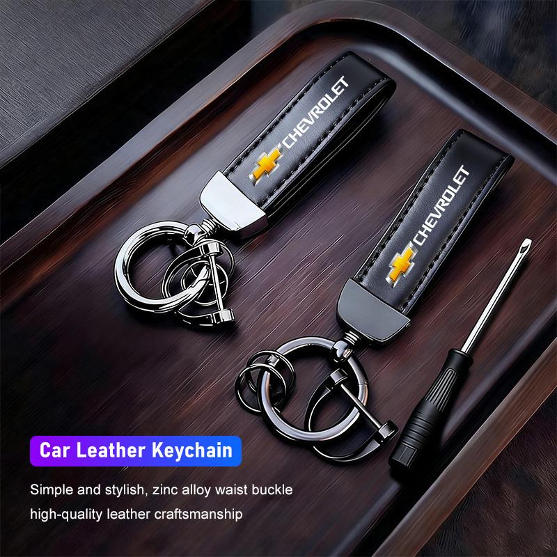 ulcz3 Car Logo Keyring Man Leather Keychain Pendant Accessories For Chevrolet Silverado Camaro Tahoe Equinox Suburban Cruze Malibu