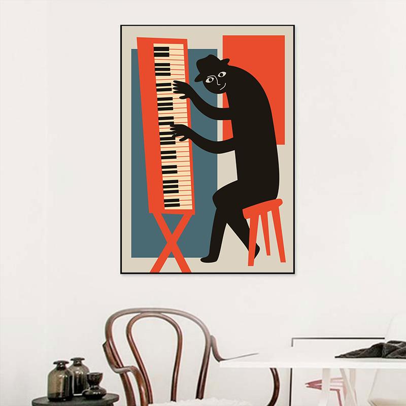 Забавный меломан, холст, живопись, постеры, принты, абстрактная девушка, играющая на гитаре, нота, настенное искусство для современной гостиной, домашний декор