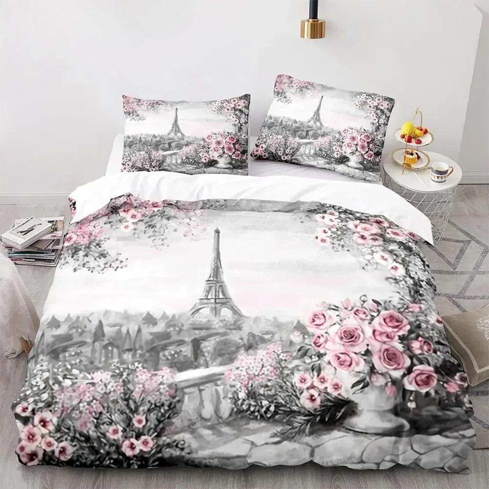 Eiffel Tower Bedding Duvet Cover Set 3d Digital Printing Bed Linen Fashion Design Comforter Cover Bedding Sets Bed Set