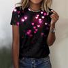 Women's T-shirt 3D Pattern Printed Casual Short Sleeved Love Pattern Printing O-Neck Top Fashionable Street Women's Clothing