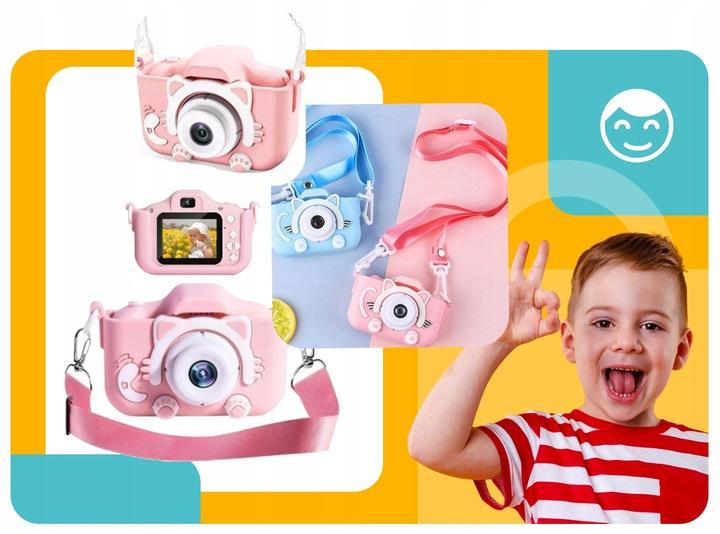 Цифровой фотоаппарат для детей Видео Full HD Кот Котенок Розовый