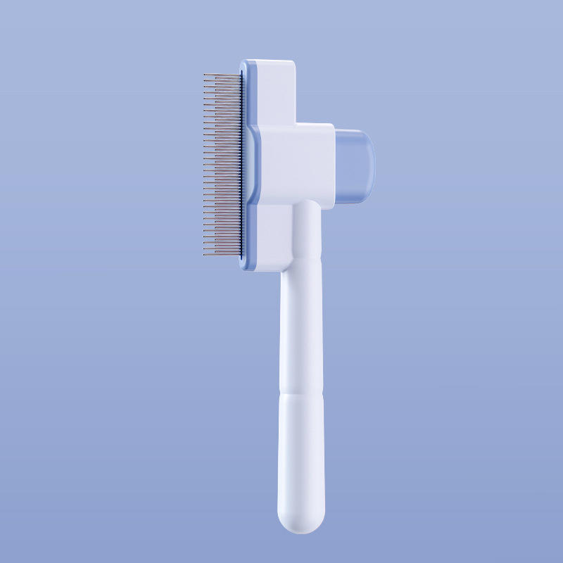 Stainless Steel Pet Deshedding Comb Fine-Tooth Rake One-Click Hair Release Flea Removal Tool For Dogs Cats High Quality Metal Material Fast Delivery