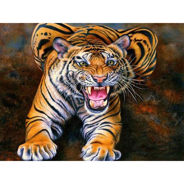 Алмазная картина Тигр 5D Алмазная вышивка с животными, украшение дома, картина, полная круглая алмазная живопись, настенная живопись