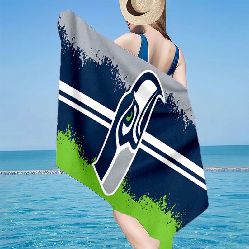 Seattle Seahawks Logo Microfiber Beach Towel, Lightweight And Quick-Dry, for Summer Travel, Beach Essential, Swimming Pool