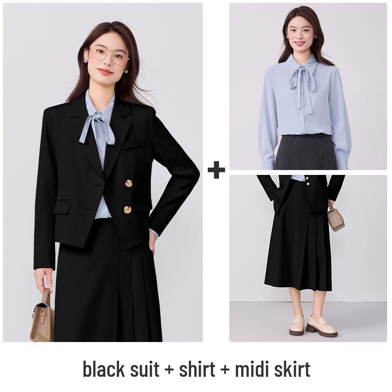 Женский маленький короткий пиджак-блейзер и юбка - Весна/Осень 2025, Профессиональная формальная одежда