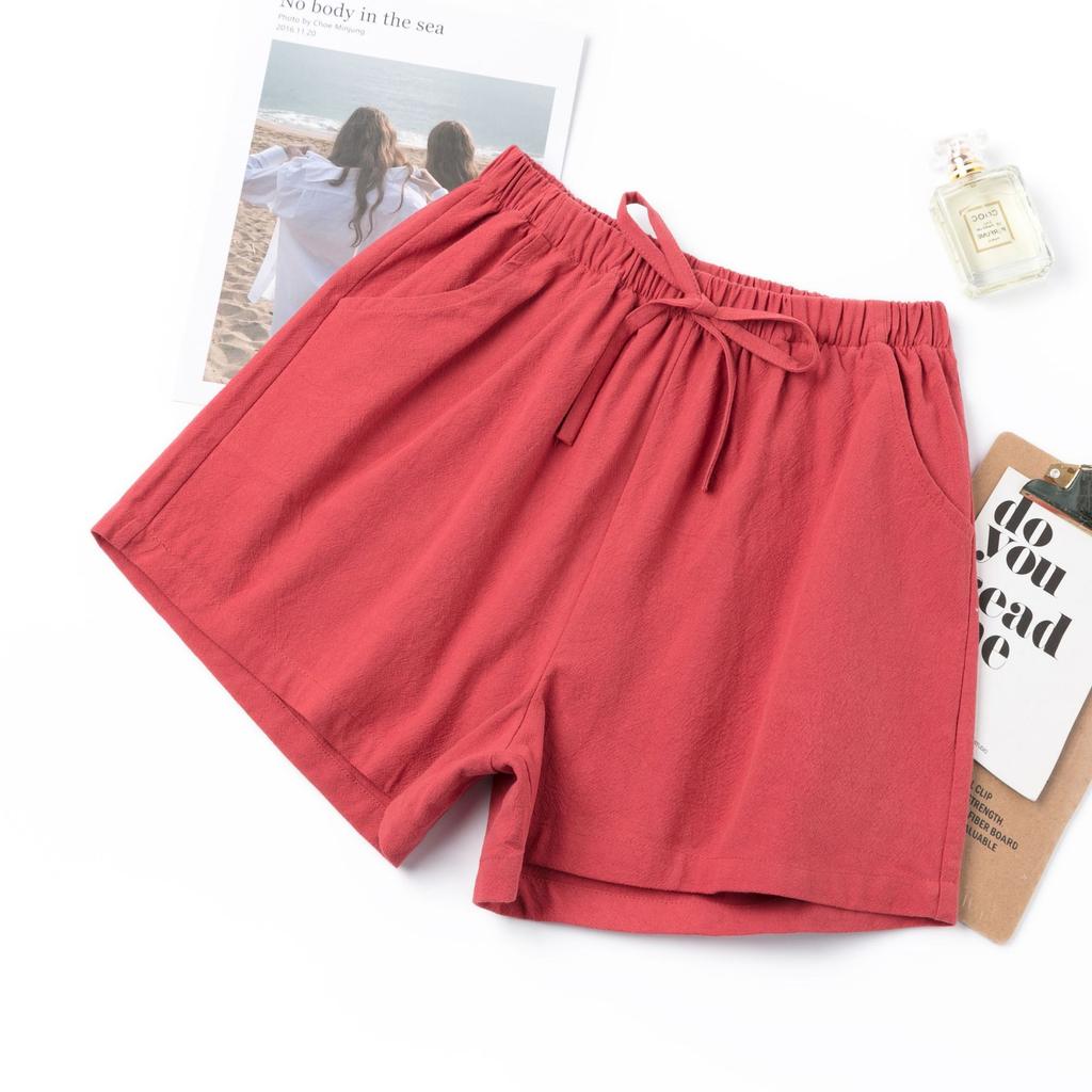 Spring and Summer New Cotton and Linen Shorts Women's Outer Wear Thin A- Shown Wide Leg High Waist Slimming Plus Size Loose Casual Shorts for Women