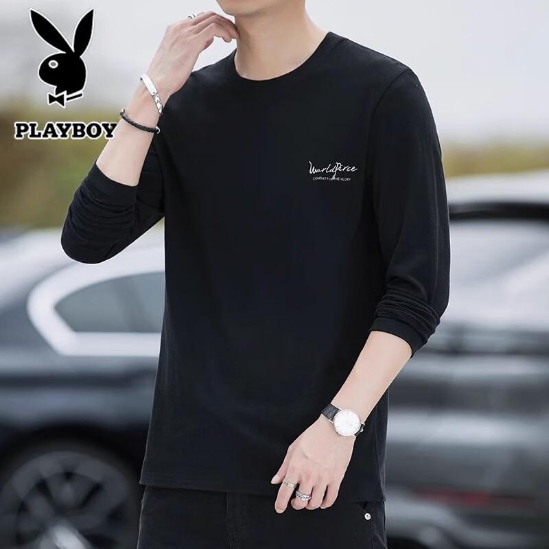 PLAYBOY Мужская футболка с длинным рукавом из чистого хлопка