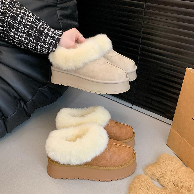 Модные зимние 2024 новые женские толстые подошвы из овчины и шерсти противоскользящие зимние сапоги модные женские мини теплые утолщенные женские сапоги