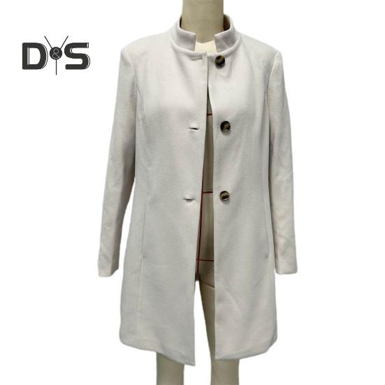 Зимнее осеннее женское пальто с воротником-стойкой и защитой шеи, длинный рукав, плотное теплое однобортное пальто с плотными теплыми карманами, средняя длина, женское пальто