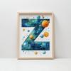 Poster With Letter Z In Galaxy Poster With Letter Z In Galaxy, 30X40 Cm, Gold Aluminum Frame, 230 Gsm Matte Paper