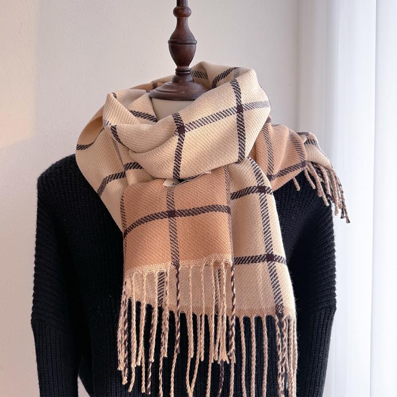 190*45cm Fashion Autumn Winter Warm Cashmere Scarf Dot Pattern Long Tassels Women Thicken Wrap Shawl Lady Muffler Wool Pashmina