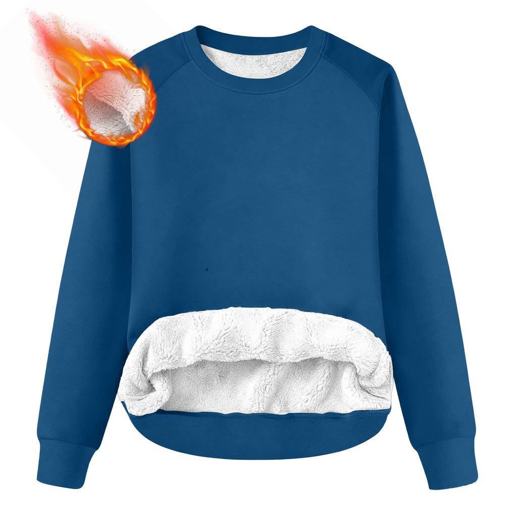 Мужской свитшот с круглым вырезом, на флисовой подкладке, плотный, однотонный