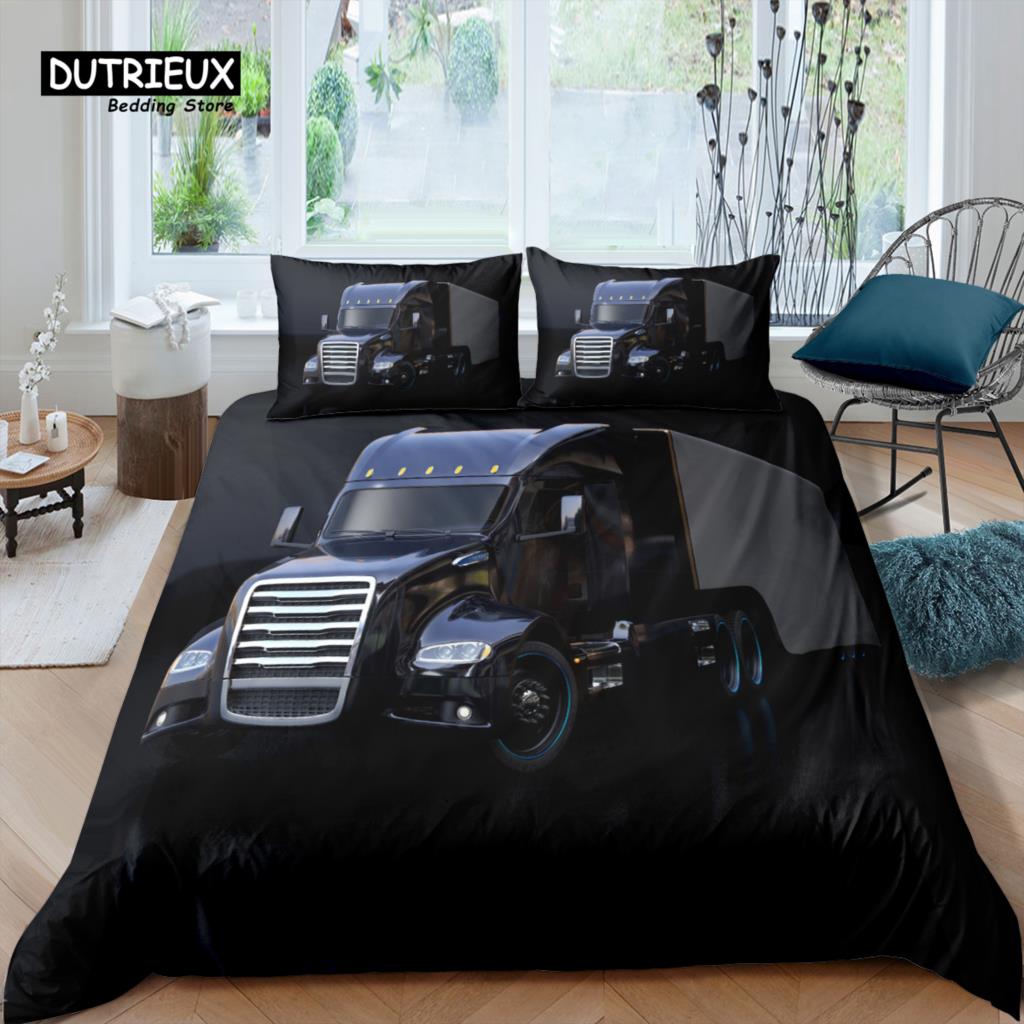 Главная Жизнь Роскошный 3D Грузовик Постельное белье Красный Грузовик Пододеяльник Наволочка Queen и King Размер EU/US/AU/UK Одеяло Постельное белье