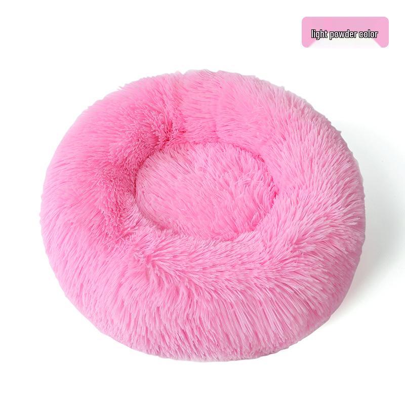 Круглая плюшевая зимняя лежанка для питомца: Съемная, Теплая Подушка-Гнездо для Кошек и Собак
