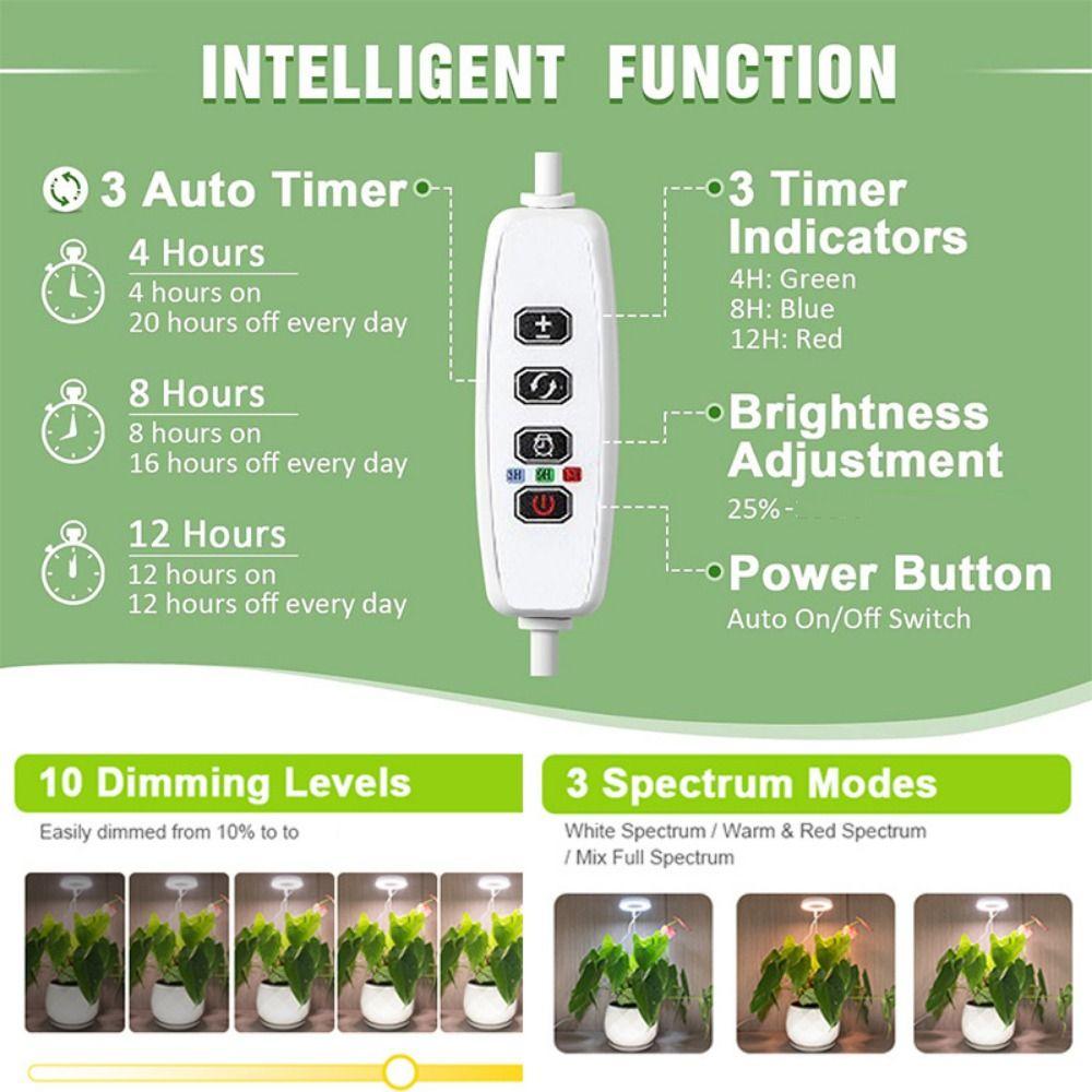 Регулируемая по высоте лампа для выращивания растений с основанием 1/2/3/4 головки потолочная кольцевая лампа для выращивания растений Главная
