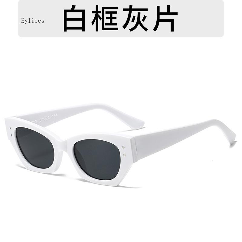 Винтажные маленькие солнцезащитные очки «Кошачий глаз» с заклепками для женщин, модные, роскошные, дизайнерские, полигональные, «Кошачий глаз», УФ400