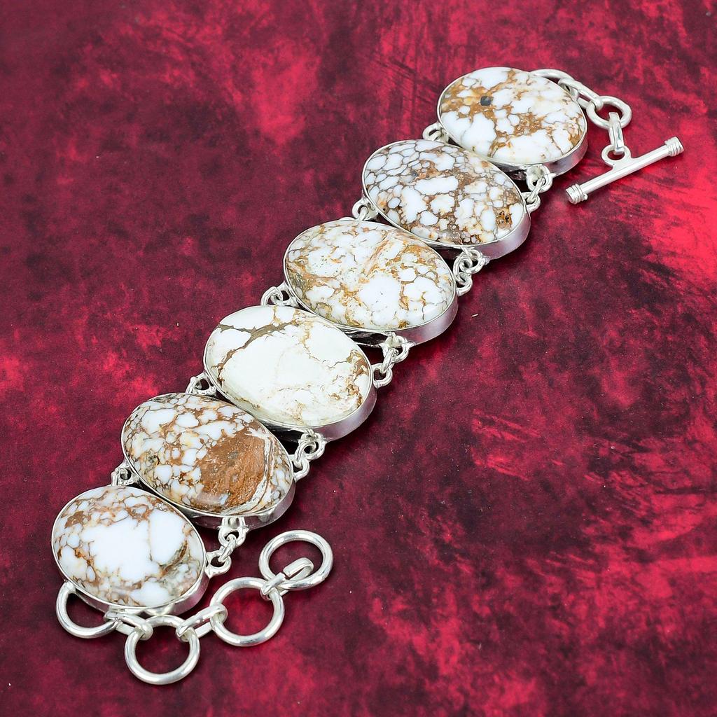 Ювелирные изделия из браслета из магнезита/дикой лошади, уникальный драгоценный камень, ювелирные изделия из стерлингового серебра 925 пробы, браслет ручной работы из магнезита/дикой лошади, регулируемые ювелирные изделия