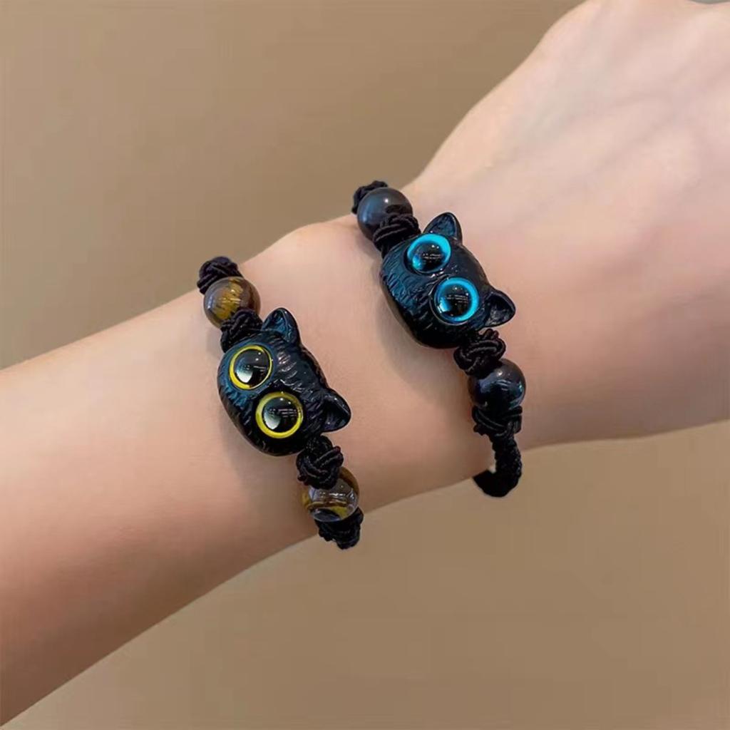 Hand-woven Couple Bracelet Versatile Adjustable Size Bracelet For Girlfriend Gift Blue Eyed Cat