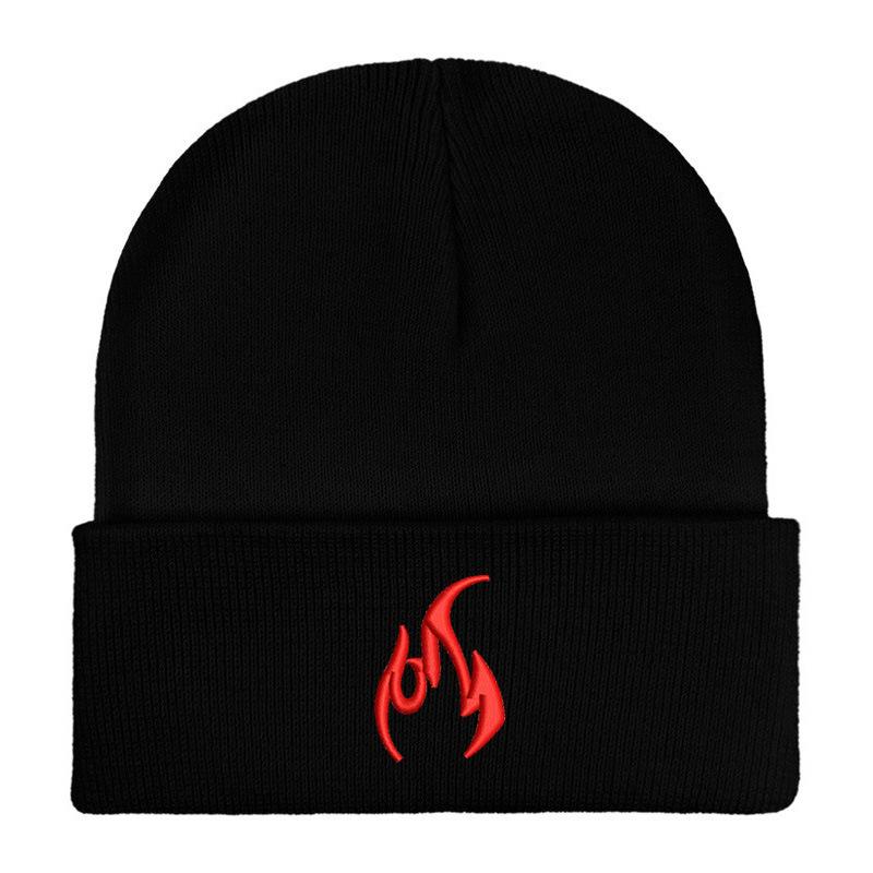 New flame embroidered knitted hat for men and women wool hat