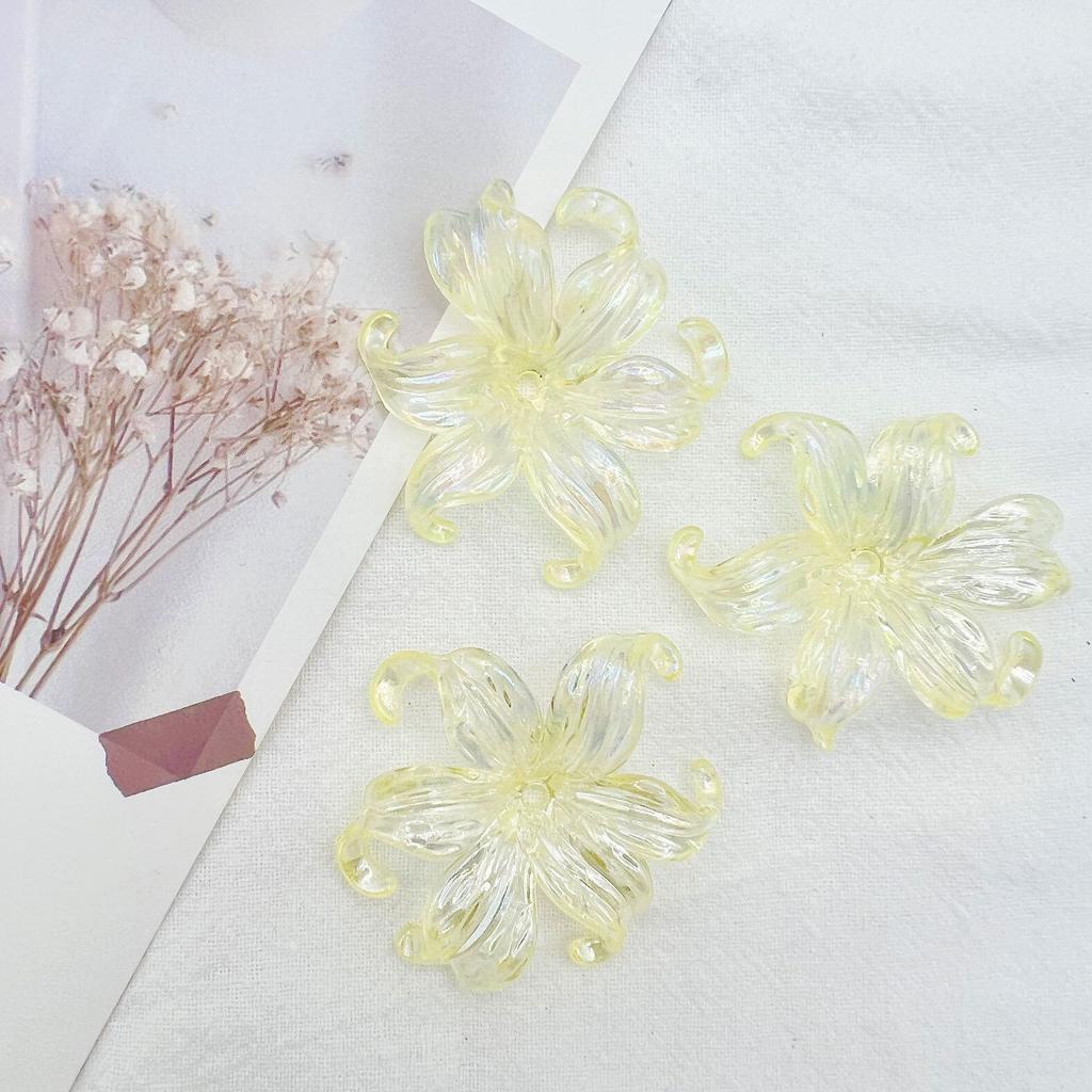 New Style Summer Fashion Acrylic Aurora Translucent Flower Beads for DIY Jewelry Accessories Hairpins Hair Ornaments Decorations