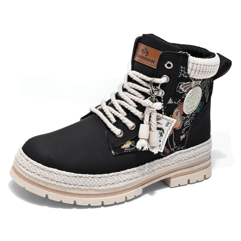 Мужская обувь осенние ботинки Martin новые высокие на платформе для отдыха и спорта увеличивающие рост туфли мужские нескользящие и износостойкие рабочие туфли