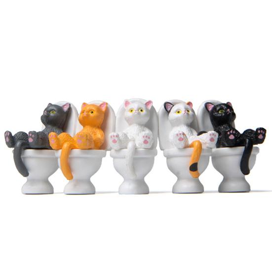 Мини Модель Кошки Высокая Симуляция Живое Выражение Декоративные Аксессуары Туалет Миниатюрная Кошка Модель Животного Игрушка для Детей