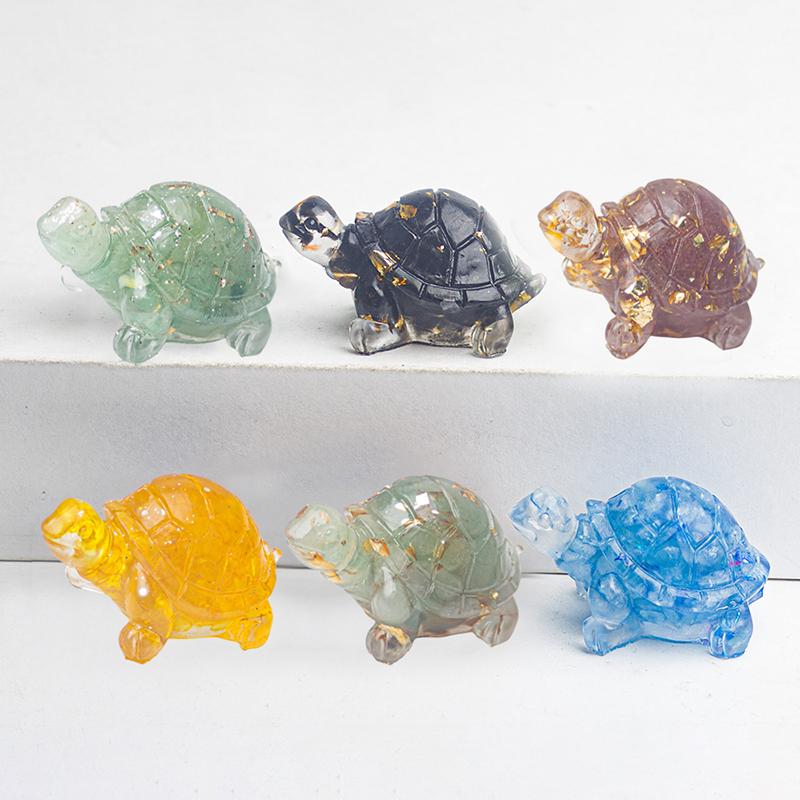 1Pc Natural Gravel Epoxy Resin Small Turtle Desktop Decoration Home Decoration Chakra Meditation Healing Gift