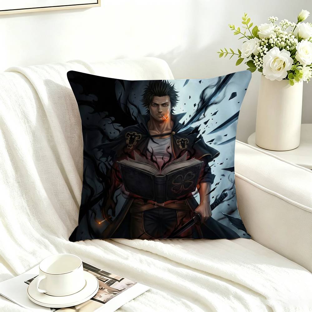 Black C-Clover Yami Sukehiro Square Double-Sided printed Pillow Case Bedroom Bedside Pillow Sofa Cushion Cover