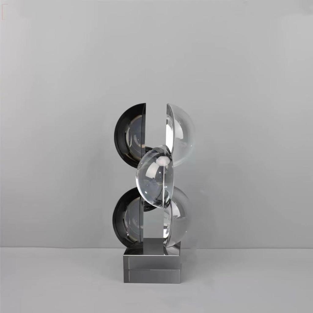 Стеклянное Искусство Геометрический Полукруг Хрустальная Скульптура Прозрачный Хрустальный Шар Стеклянные Декоративные Фигурки Аксессуары для Украшения Дома