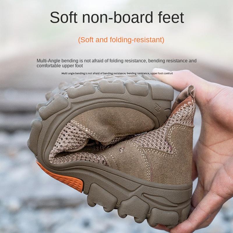 Fashion Summer Breathable Men Work Safety Shoes Steel Toe Cap Working Boots Construction Indestructible Work Sneakers