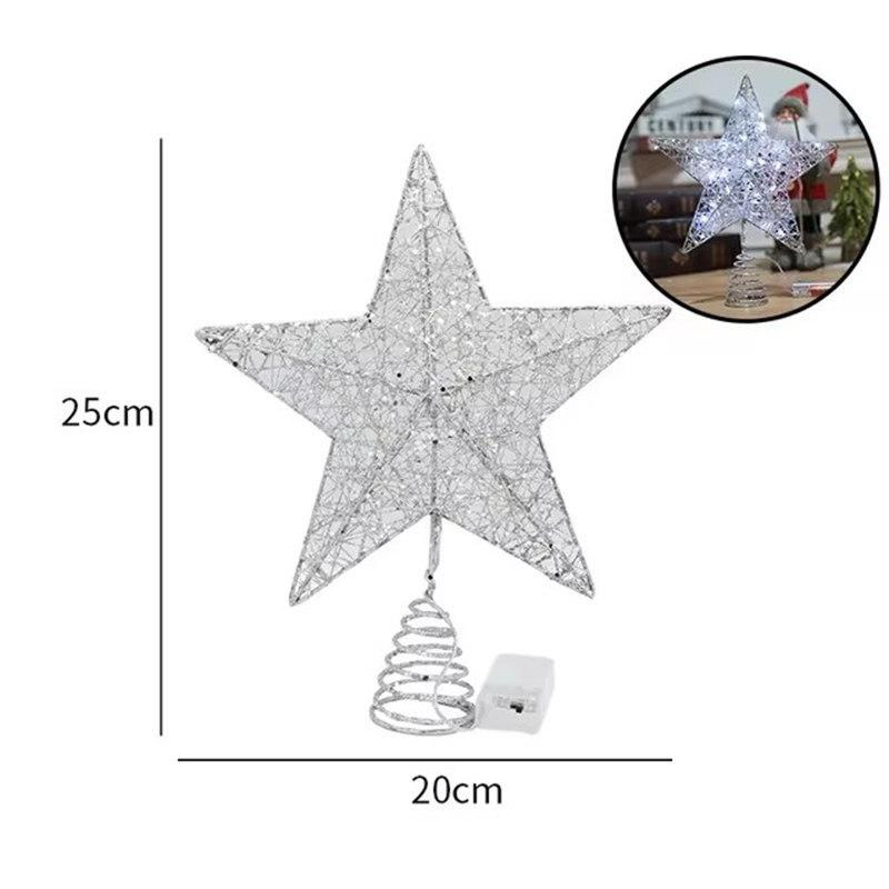 Светодиодные украшения для верхушки елки, светящиеся опоры, рождественская звезда, новая звезда для верхушки елки с огнями, пятиконечные украшения в виде звезды