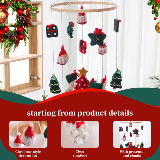 Рождественский мобиль-вертеп ручной работы из фетра, колокольчик для детской кроватки с оленями, елкой и звездами, декор для детской комнаты для младенцев, безопасные праздничные подарки